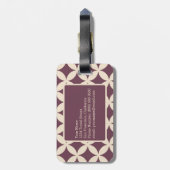Chic Burgundy Ivory Geometric Pattern Monogram Bagagelabel (Achterkant verticaal)