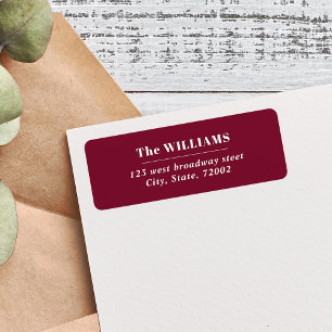 CHIC BURGUNDY Krachtige Moderne Elegante familiena Etiket