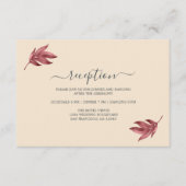 Chic Burgundy Leaf Ivory Minimal Wedding Reception Informatiekaartje (Voorkant)