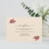 Chic Burgundy Leaf Ivory Minimal Wedding Reception Informatiekaartje (Staand voorkant)