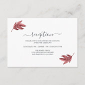 Chic Burgundy Leaf Minimal Wedding Reception Informatiekaartje (Voorkant)