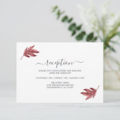 Chic Burgundy Leaf Minimal Wedding Reception Informatiekaartje (Staand voorkant)