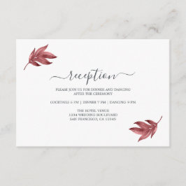 Chic Burgundy Leaf Minimal Wedding Reception Informatiekaartje
