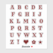 Chic Burgundy Letters | Monogram Alfabet Stickers (Vel)