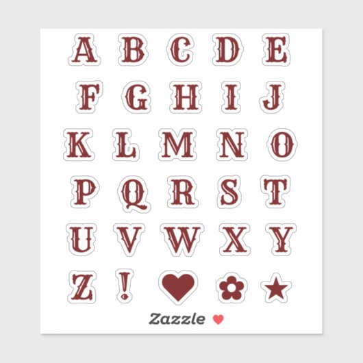 Chic Burgundy Letters | Monogram Alfabet Stickers (Vel)