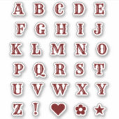Chic Burgundy Letters | Monogram Alfabet Stickers (Voorkant)