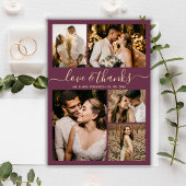 Chic Burgundy Love and Bedankt Weddenschap Bedankt Briefkaart