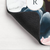 Chic Burgundy & Marble Waterverf Floral Monogram Muismat (Hoek)