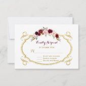 Chic Burgundy Marsala Floral Fall Wedding RSVP (Achterkant)