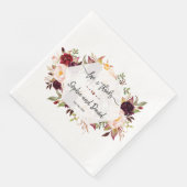 Chic Burgundy Marsala Floral Geometric Wedding Servet (Hoek)