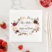 Chic Burgundy Marsala Floral Geometric Wedding Servet (Insitu)