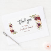 Chic Burgundy Marsala Floral Handwriting Wedding Rechthoekige Sticker (Envelop)