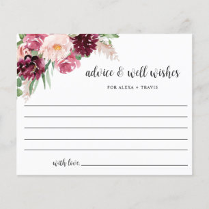 Chic Burgundy Pink Blush Advice, Well Wishes Kaart