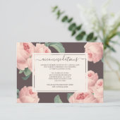Chic Burgundy  Pink Rose Floral Wedding Informatiekaartje (Staand voorkant)