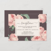 Chic Burgundy  Pink Rose Floral Wedding Informatiekaartje (Voorkant / Achterkant)
