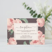 Chic Burgundy  Pink Rose Floral Wedding Informatiekaartje (Staand voorkant)