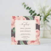 Chic Burgundy Pink Rose Floral Wedding Kaart (Staand voorkant)