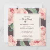 Chic Burgundy Pink Rose Floral Wedding Kaart (Voorkant)