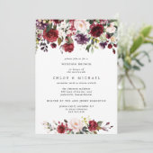 Chic Burgundy Red Floral Post Wedding Brunch Kaart (Staand voorkant)