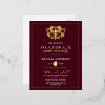 Chic Burgundy Red & Gold Masquerade Sweet 16 Party Folie Uitnodiging Briefkaart<br><div class="desc">Chic Burgundy Red & Gold Masquerade Sweet 16 Party Folie Briefkaart Invitations. Met een gouden folie masker bovenaan tegen een rode achtergrond. Ideaal voor een modern,  maar stijlvol 16-jarig feest!</div>