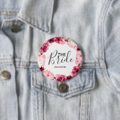 Chic Burgundy & Roze Floral Schreeuw de Bride Ronde Button 7,6 Cm (In situ)
