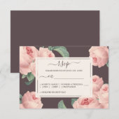 Chic Burgundy Roze Wedding RSVP Kaartje (Voorkant / Achterkant)