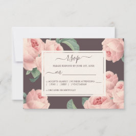 Chic Burgundy Roze Wedding RSVP Kaartje