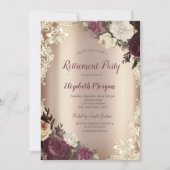 Chic Burgundy Rozen, Lace Retirement Kaart (Voorkant)