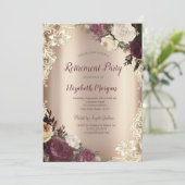 Chic Burgundy Rozen, Lace Retirement Kaart (Staand voorkant)