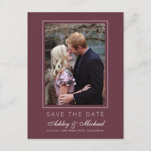 Chic Burgundy Save the Date Verloving Photo Aankondigingskaart