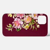 Chic burgundy waterverf bloemen stijlvol Case-Mate iPhone case (Achterkant (horizontaal))