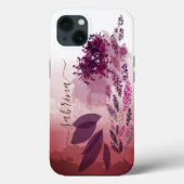 Chic Burgundy Waterverf Floral Monogram Case-Mate iPhone Case (Achterkant)