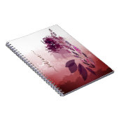 Chic Burgundy Waterverf Floral Monogram Notitieboek (Rechterzijde)