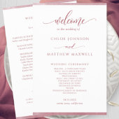 Chic Burgundy Waterverf Lijst Wedding Programme