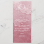 Chic Burgundy Waterverf, Monogram Wedding Menu (Voorkant)