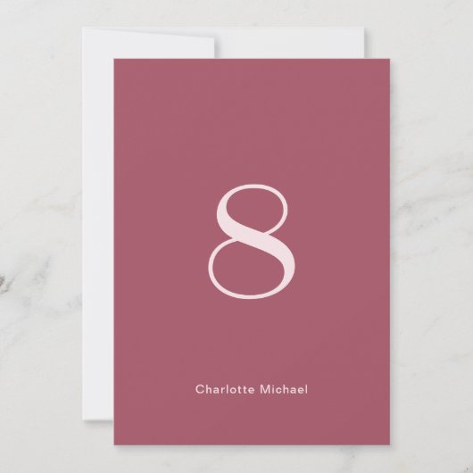 Chic Burgundy Wedding Table Number (Voorkant)