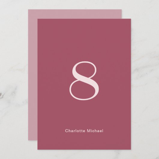 Chic Burgundy Wedding Table Number (Voorkant / Achterkant)