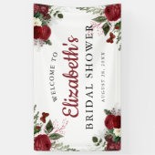Chic Burgundy & White Floral Vrijgezellenfeest Spandoek (Verticaal)