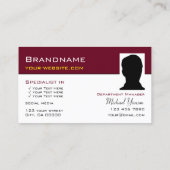Chic Burgundy White Simple met Monogram en foto Visitekaartje (Achterkant)