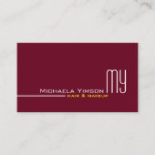 Chic Burgundy White Simple met Monogram en foto Visitekaartje (Voorkant)