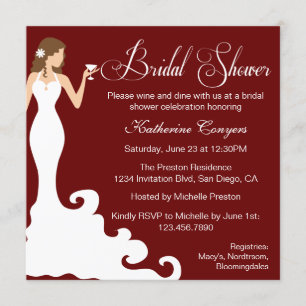 Chic Burgundy Wine Bridal Shower Kaart