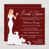 Chic Burgundy Wine Bridal Shower Kaart (Voorkant / Achterkant)