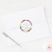 Chic Burgundy Yellow Pink Floral Foto Afstuderen Ronde Sticker (Envelop)