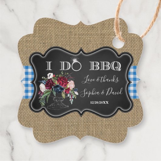 Chic Burlap Gingham en Chalk I DO BBQ Bedankjes Labels (Achterkant)