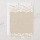 Chic Burlap Lace Floral Mason Jar Rehearsal Dinner Kaart (Achterkant)