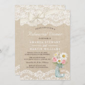 Chic Burlap Lace Floral Mason Jar Rehearsal Dinner Kaart (Voorkant / Achterkant)