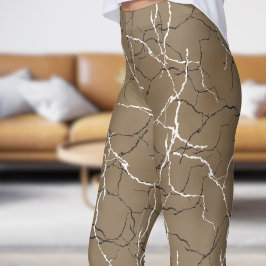 Chic Burlywood en zwart wit breukpatroon Leggings