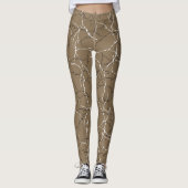 Chic Burlywood en zwart wit breukpatroon Leggings (Voorkant)