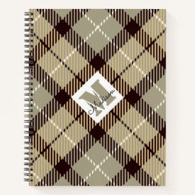 Chic Burlywood Grey Pset Tartan Persoonlijke naam