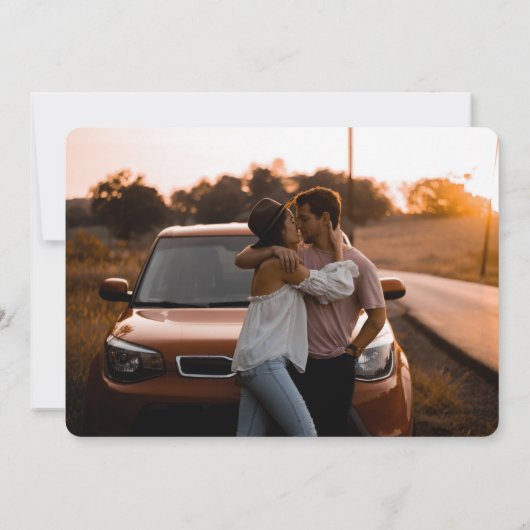 Chic Burnt Ombre Waterverf Bloemen Foto Bruiloft Kaart (Achterkant)